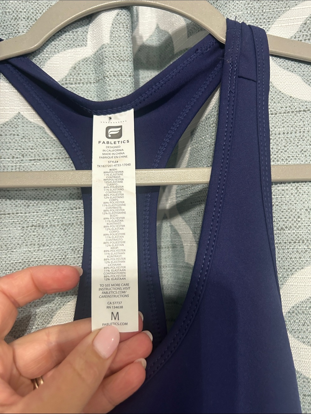 Fabletics Navy Blue Racerback Tank Top - Picture 2 of 3